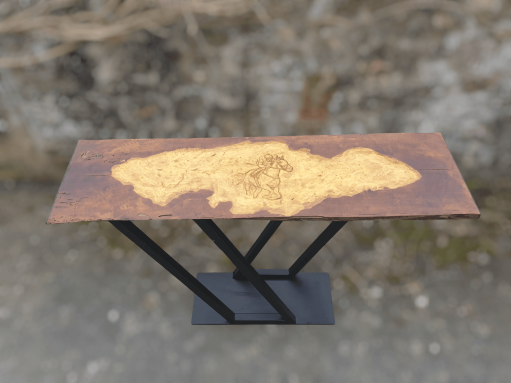 La console avec cuir sculpté